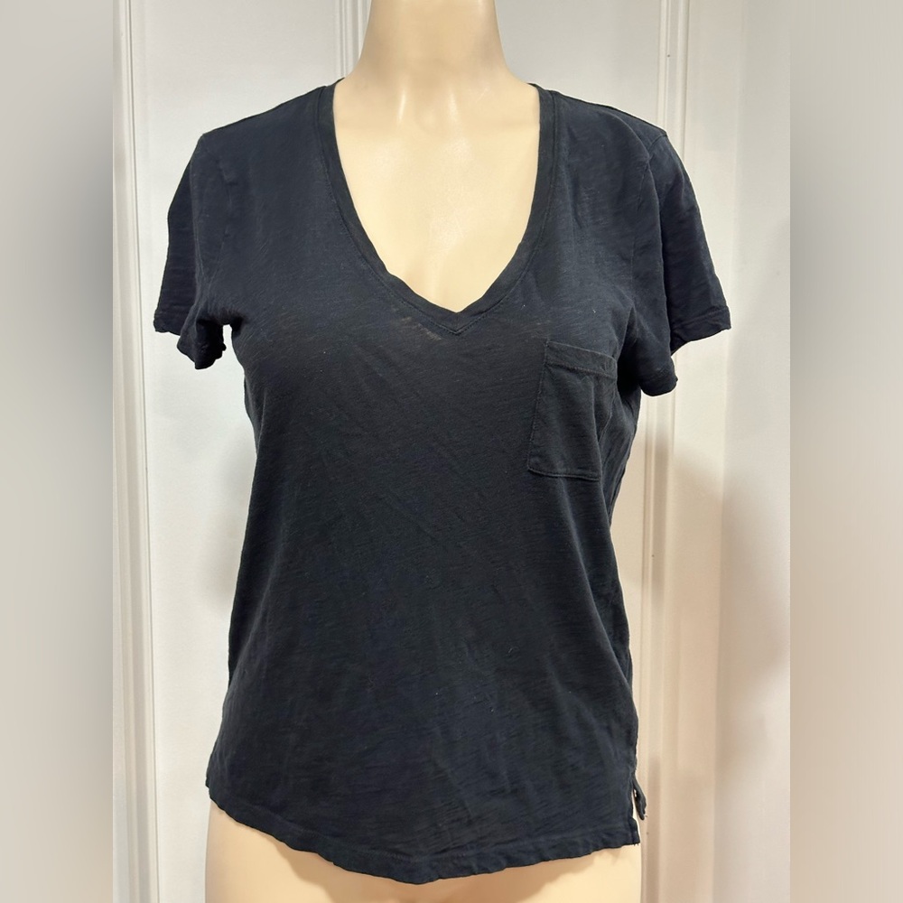 Madewell  Black V-neck Women Shirt Size Medium